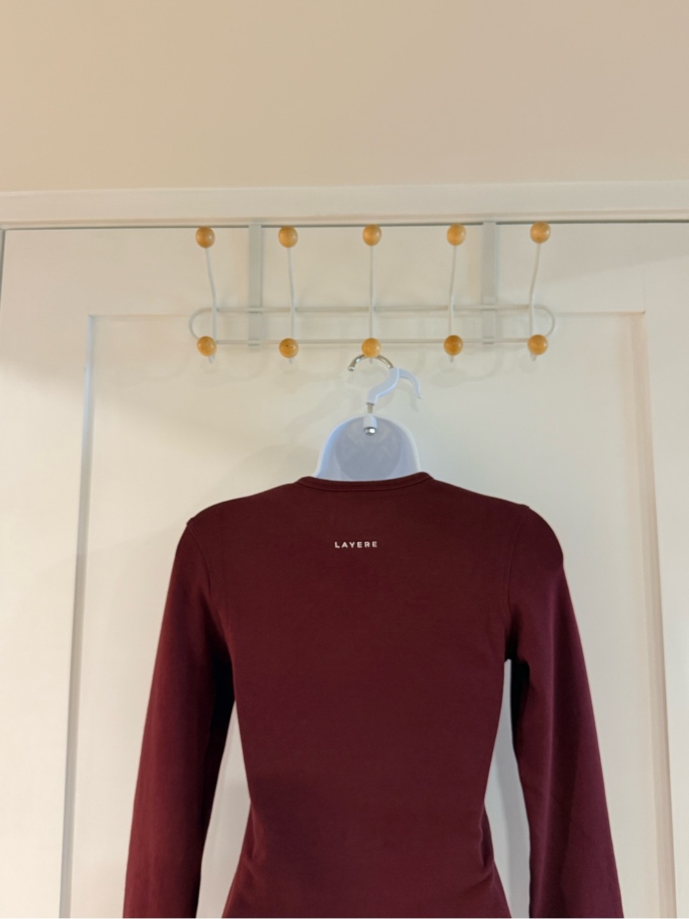 LAYERE Organic Cotton Full length Long Sleeve Top Cherry Red Brandnew - Picture 8 of 13